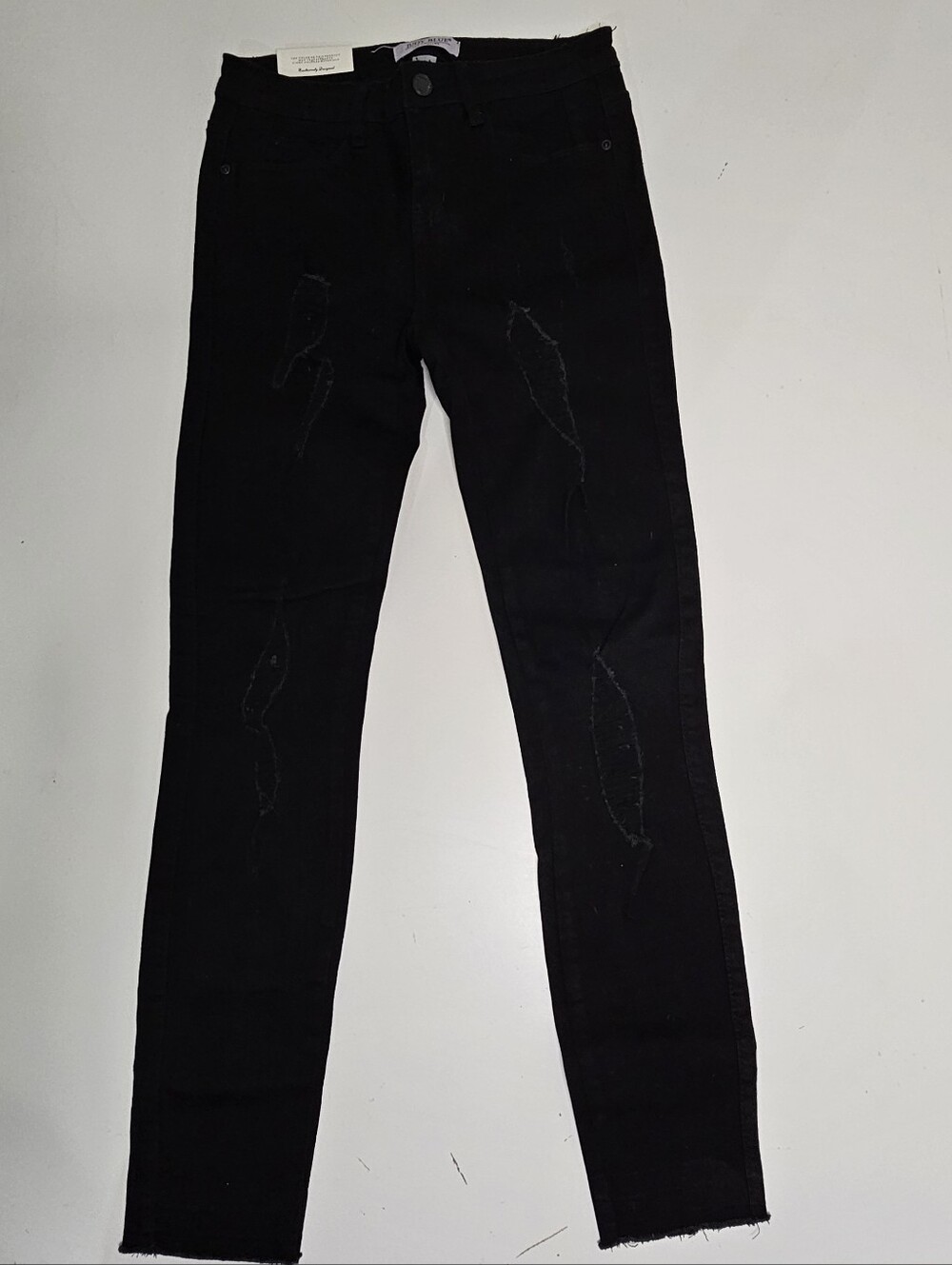 NWT Judy Blue Black Distressed Skinny Jeans Raw Hem Stretch Denim Size 3/26